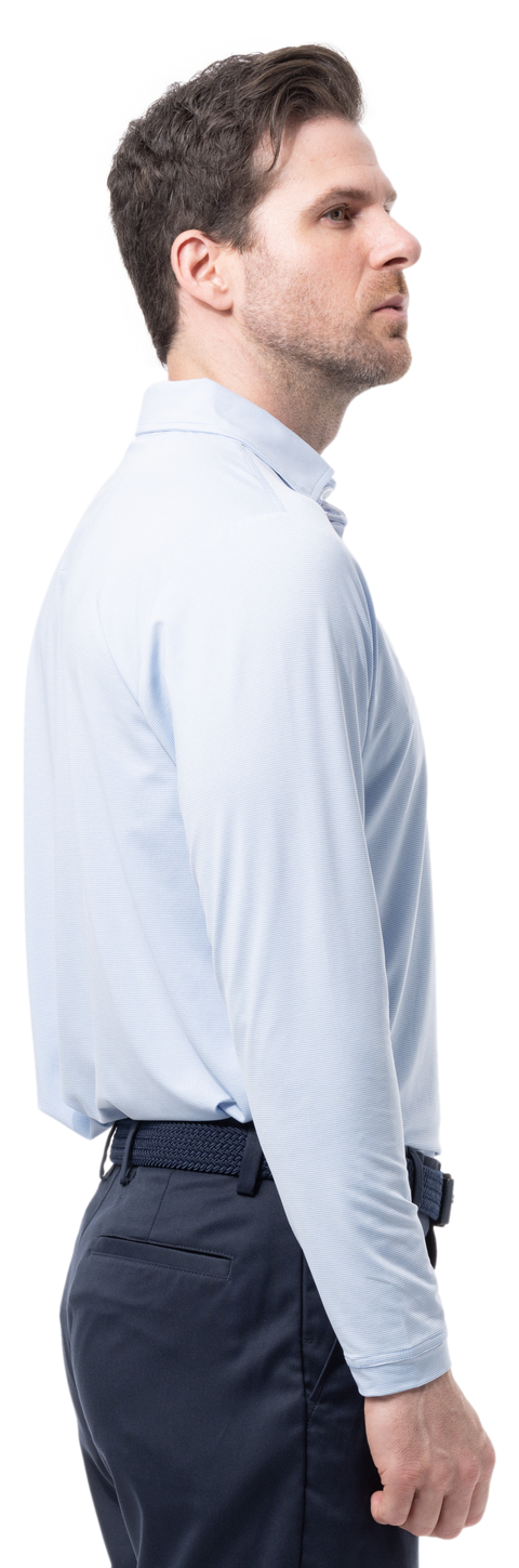 MEN'S SOLMELANGE ICE MINI-STRIPE POLO. MALIBU.  900841MM - SanSoleil