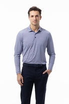 MEN'S SOLMELANGE ICE MINI-STRIPE POLO. MIDNIGHT WHITE. 900841MM - SanSoleil