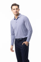 MEN'S SOLMELANGE ICE MINI-STRIPE POLO. MIDNIGHT WHITE. 900841MM - SanSoleil