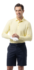 MEN'S SOLMELANGE ICE MINI-STRIPE POLO. YELLOW WHITE. 900841MM - SanSoleil