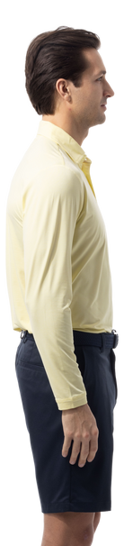 MEN'S SOLMELANGE ICE MINI-STRIPE POLO. YELLOW WHITE. 900841MM - SanSoleil