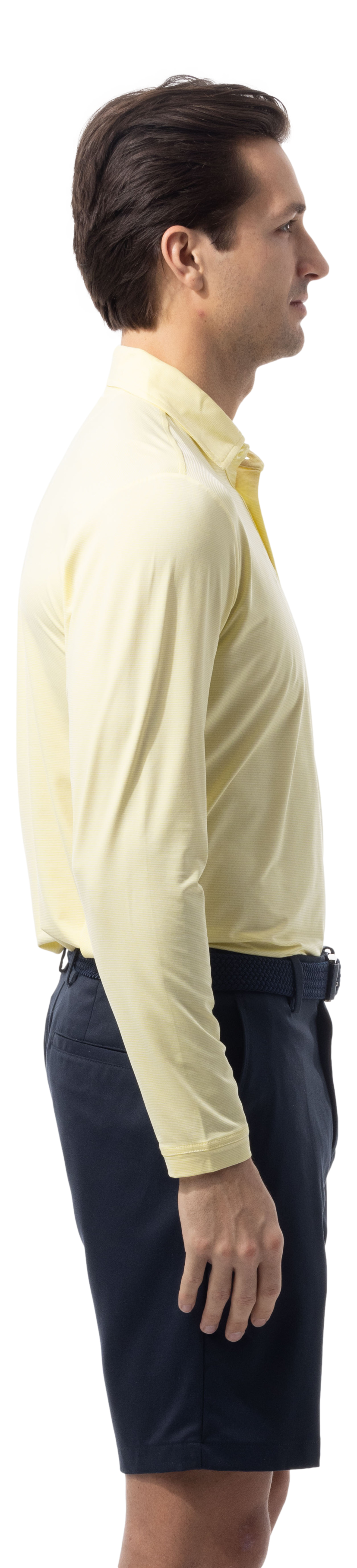 MEN'S SOLMELANGE ICE MINI-STRIPE POLO. YELLOW WHITE. 900841MM - SanSoleil