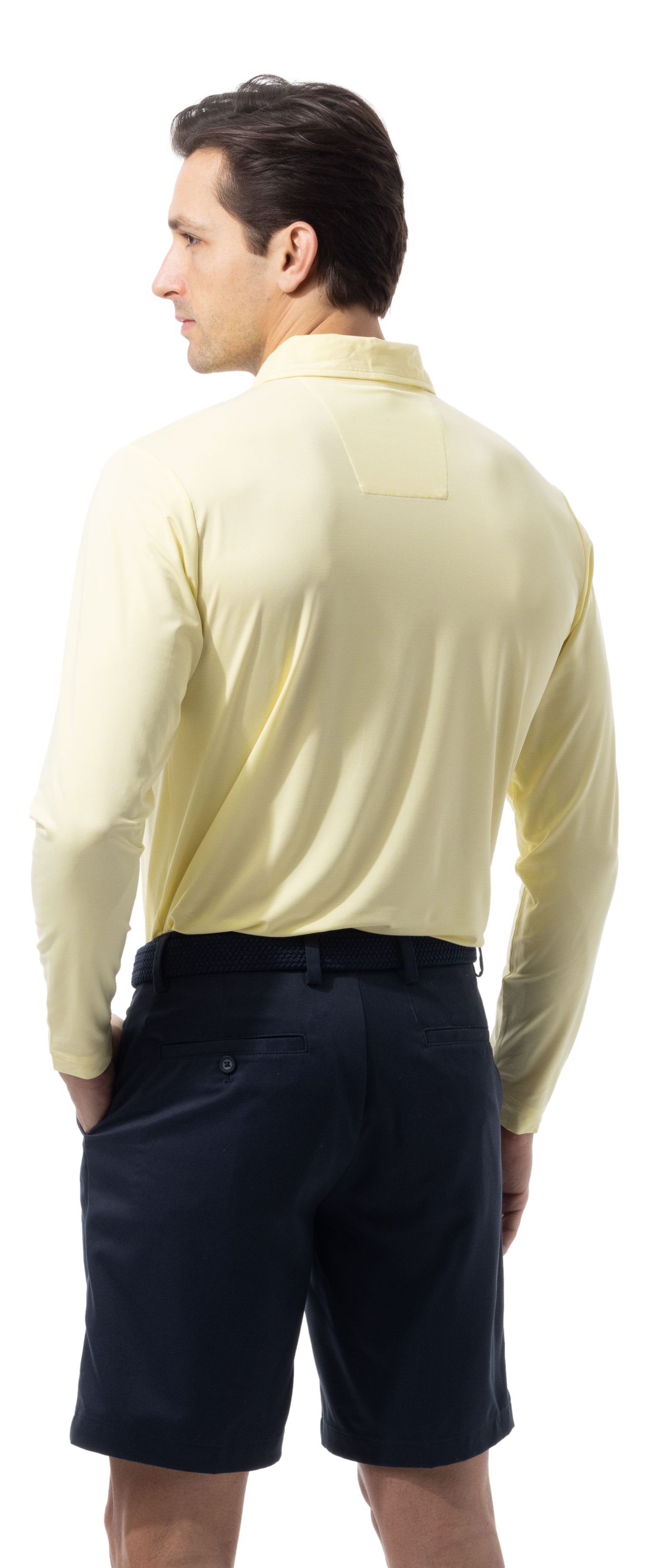 MEN'S SOLMELANGE ICE MINI-STRIPE POLO. YELLOW WHITE. 900841MM - SanSoleil