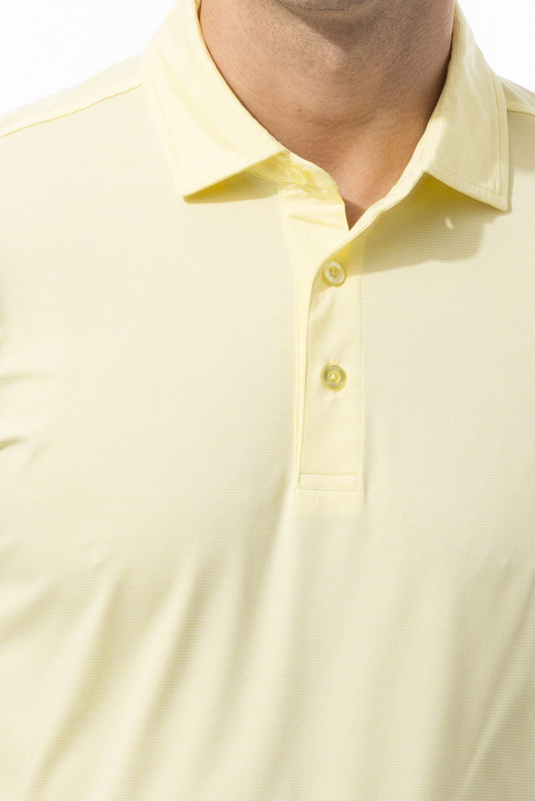 MEN'S SOLMELANGE ICE MINI-STRIPE POLO. YELLOW WHITE. 900841MM - SanSoleil