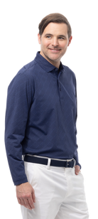 MEN'S SOLAIR COOL PRINT LONG-SLEEVE POLO. BETSY. NAVY. 900841P - SanSoleil