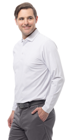 MEN'S SOLAIR COOL PRINT LONG-SLEEVE POLO. BETSY. WHITE. 900841P - SanSoleil