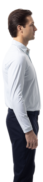 SANSOLEIL'S MEN'S SOLAIR LONG SLEEVE POLO. WHITE COASTAL. STRIPE. 900841S - SanSoleil
