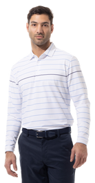 Soltek Ice Long Sleeve Polo 900841-White, Chambray, Midnight Blue, Stripe
