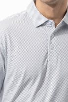 SANSOLEIL'S MEN'S LONG SLEEVE PRINT POLO. MATRIX. COASTAL BLACK. 900841 - SanSoleil