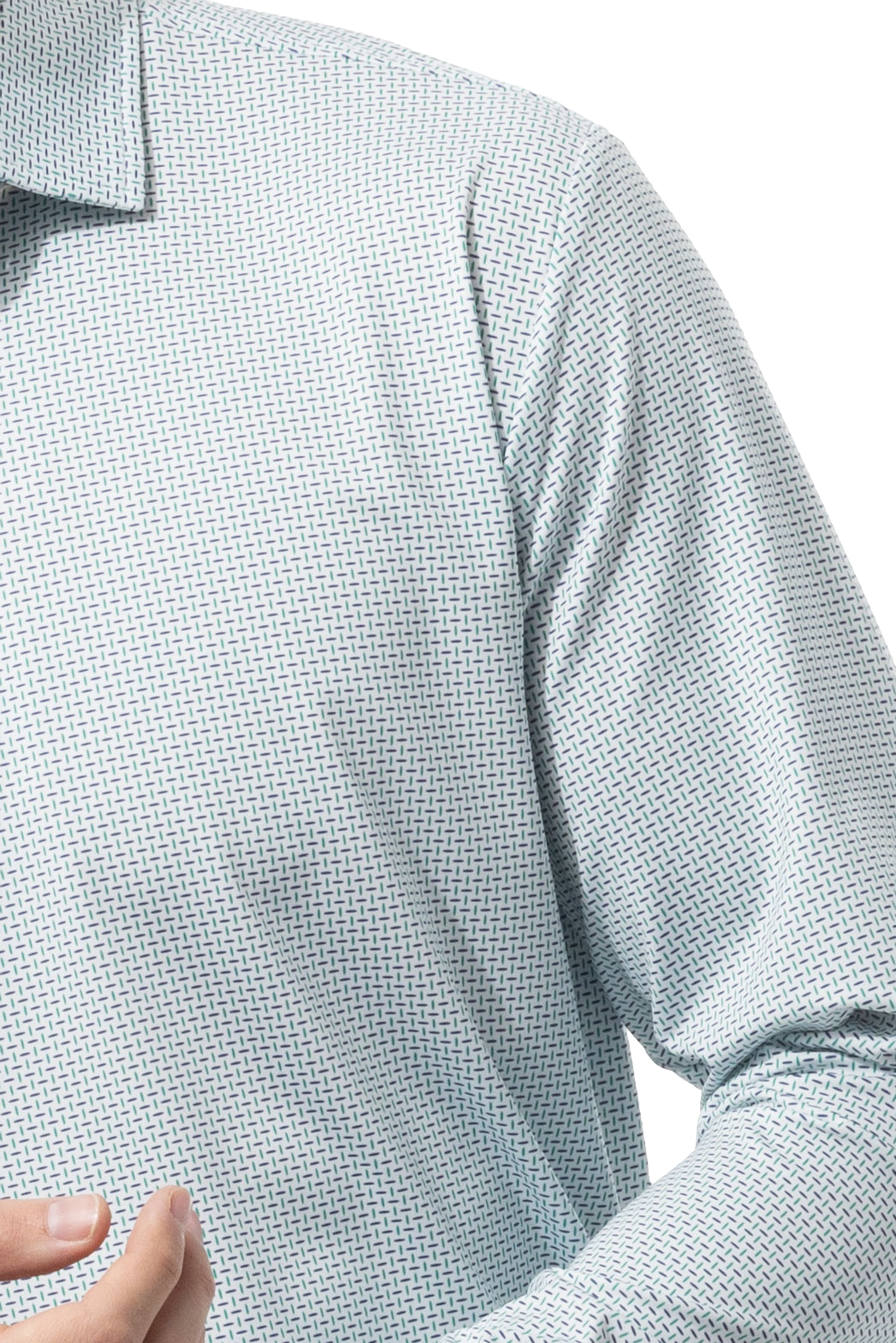 MEN'S SOLAIR LONG SLEEVE POLO. WHITE. MATRIX. GREEN NAVY. 900841A - SanSoleil