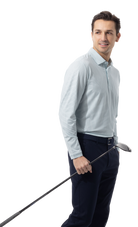 MEN'S SOLAIR LONG SLEEVE POLO. WHITE. MATRIX. GREEN NAVY. 900841A - SanSoleil