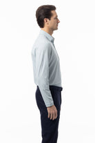 SANSOLEIL'S MEN'S LONG SLEEVE PRINT POLO. MATRIX. GREEN NAVY. 900841 - SanSoleil