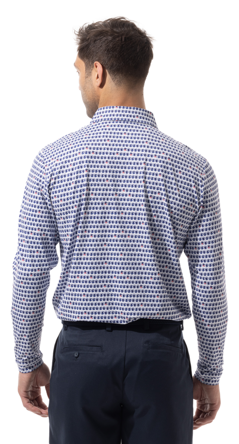 MEN'S SOLTEK ICE LONG SLEEVE PRINT POLO. US ALE.  900841P