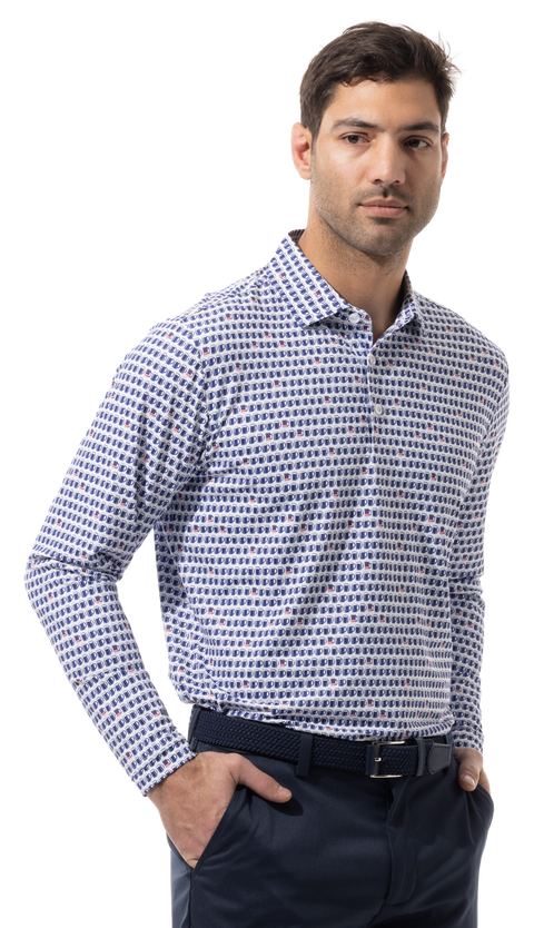 MEN'S SOLTEK ICE LONG SLEEVE PRINT POLO. US ALE.  900841P