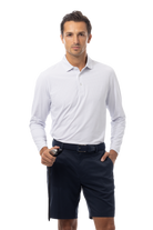 SANSOLEIL'S MEN'S SOLAIR LONG SLEEVE POLO. WHITE NAVY - 900841A - SanSoleil