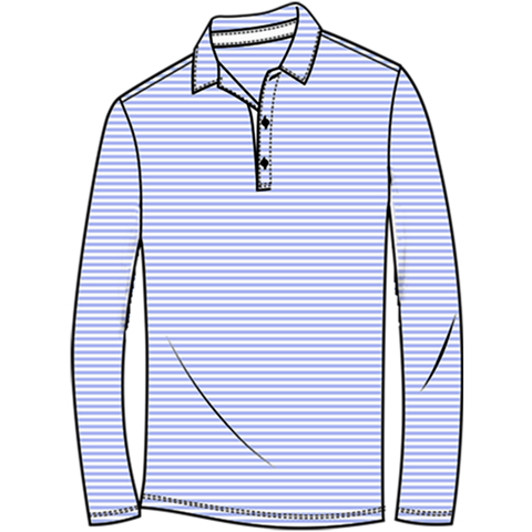 SOLMELANGE MINI-STRIPE LONG-SLEEVE POLO. PERI-WHITE. 900841MM
