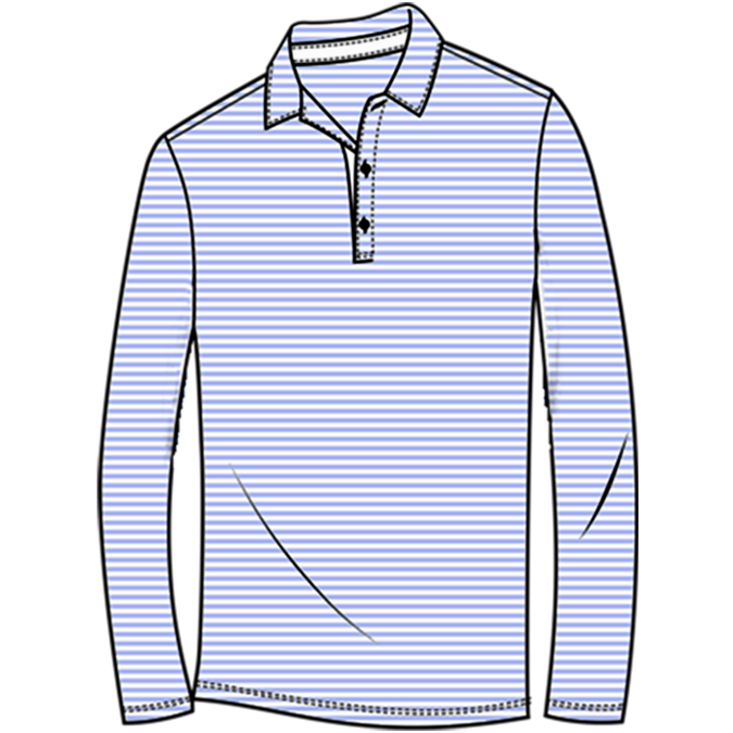 SOLMELANGE MINI-STRIPE LONG-SLEEVE POLO. PERI-WHITE. 900841MM