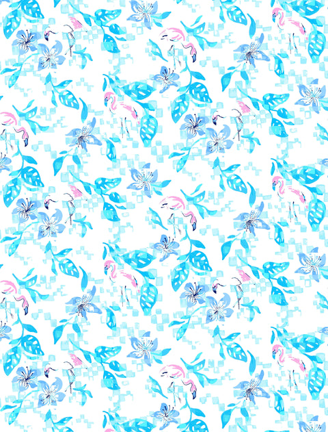 SANSOLEIL'S SOLCOOL 1/4 ZIP MOCK. FLAMINGO GARDEN. 900463 - SanSoleil