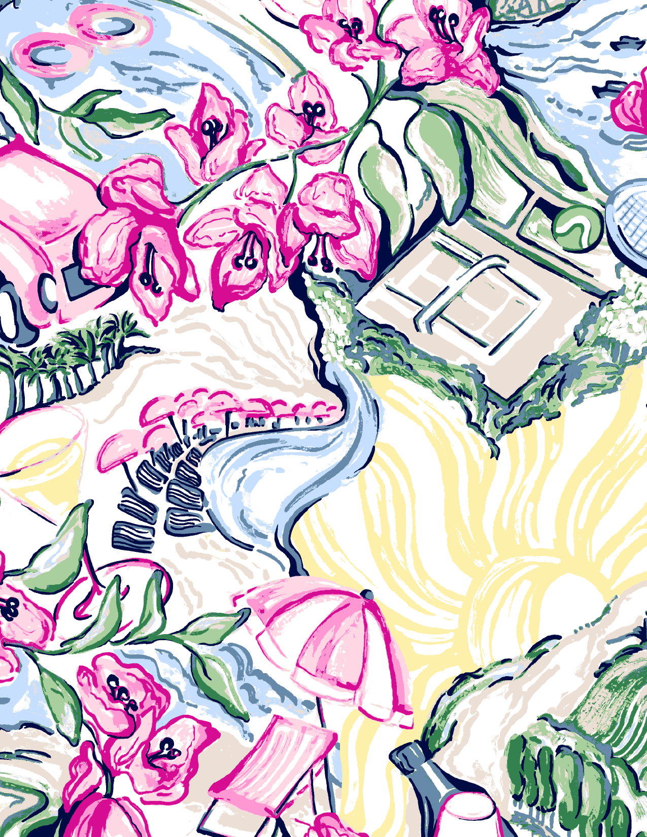 SANSOLEIL 1/4 ZIP SLEEVELESS PRINT MOCK. GIRLS TRIP. MULTI.  900627P - SanSoleil