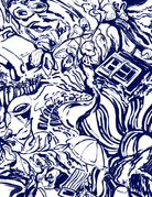 SANSOLEIL 1/4 ZIP PRINT  MOCK. GIRLS TRIP. NAVY.  900621 - SanSoleil