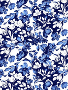 SANSOLEIL 1/4 ZIP MOCK WITH PIPING. JARDIN. CORNFLOWER-NAVY. 900445P - SanSoleil