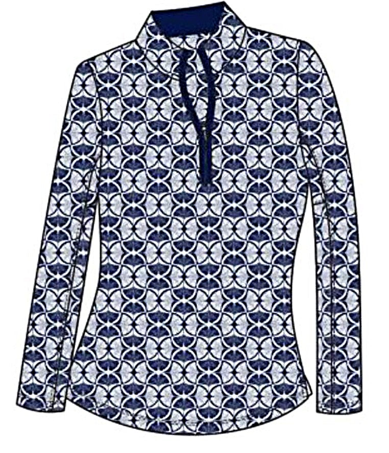 SOLCOOL 1/4 ZIP MOCK. GINKO. NAVY. 900463 - SanSoleil
