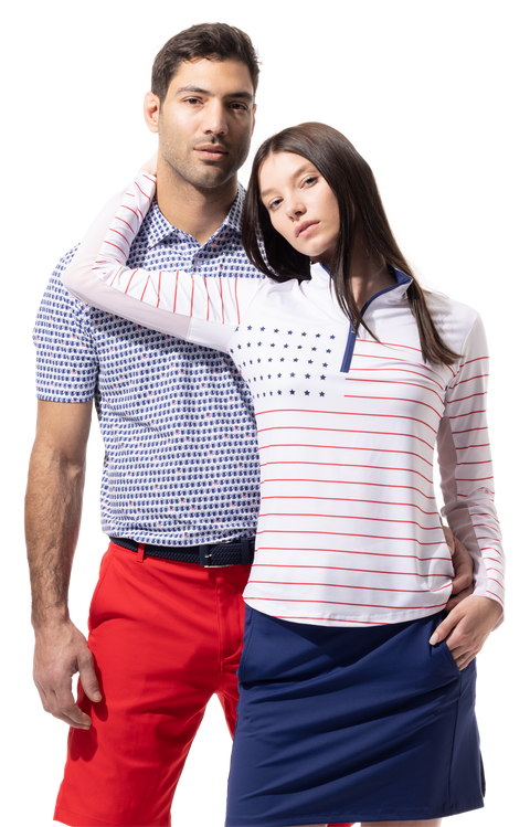 MEN'S SOLTEK ICE BUTTON PRINT POLO. US ALE.  900840 - SanSoleil