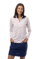 SANSOLEIL COOL ULTRA-MESH ZIP MOCK. PUTTERCUP. PINK. 900653 - SanSoleil