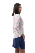 SANSOLEIL COOL ULTRA-MESH ZIP MOCK. PUTTERCUP. PINK. 900653 - SanSoleil