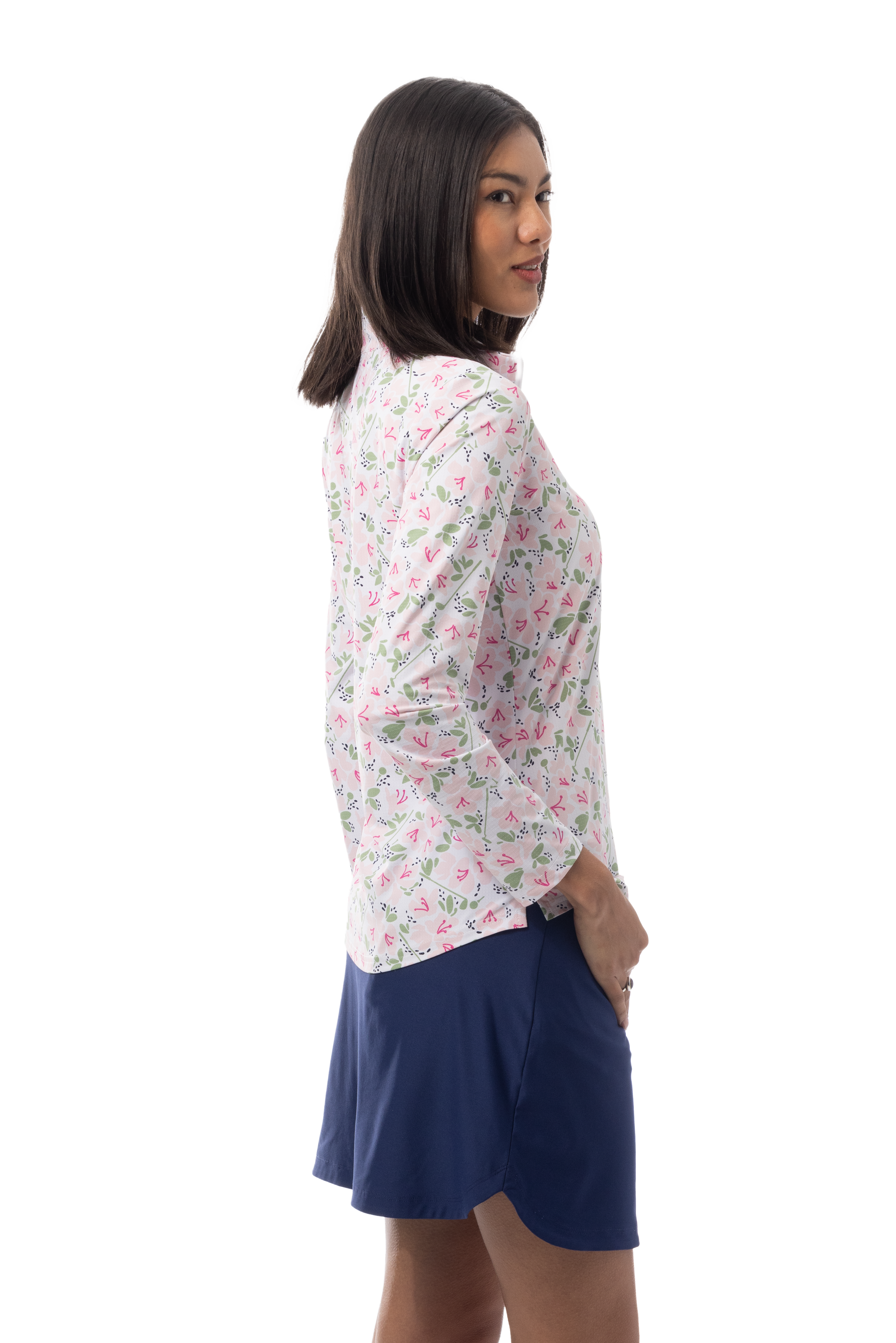 SANSOLEIL COOL ULTRA-MESH ZIP MOCK. PUTTERCUP. PINK. 900653 - SanSoleil