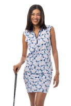 SANSOLEIL COOL ULTRA-MESH ZIP SLEEVELESS MOCK. PUTTERCUP. BLUE 900654 - SanSoleil