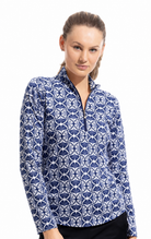 SOLCOOL 1/4 ZIP MOCK. GINGKO. NAVY. 900463 - SanSoleil