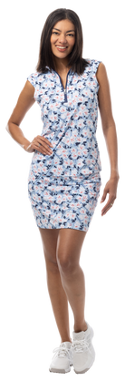 SANSOLEIL COOL ULTRA-MESH ZIP SLEEVELESS MOCK. PUTTERCUP. BLUE 900654 - SanSoleil