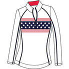 SanSoleil SOLCOOL 1/4 zip mock long sleeve shirt with piping, featuring a stylish print design.