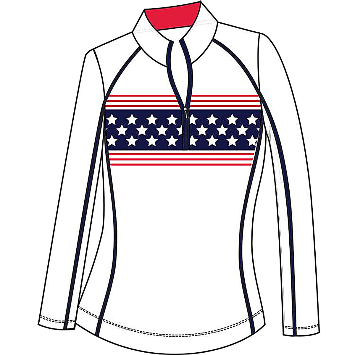 SanSoleil SOLCOOL 1/4 zip mock long sleeve shirt with piping, featuring a stylish print design.