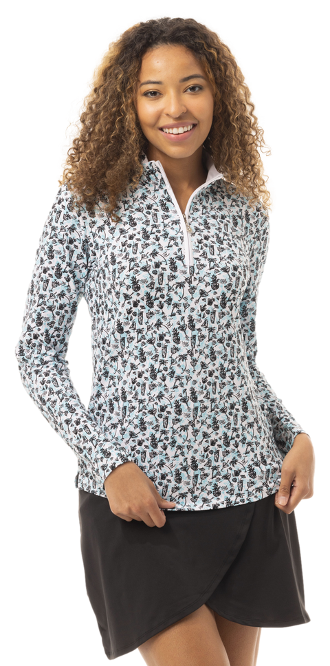 SOLTEK LUX LONG-SLEEVE PRINT MOCK. MAI TAI. BLACK - 900621