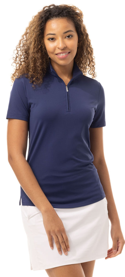 Soltek Lux Short Sleeve Mock.NAVY. 900628S